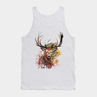 Deer Stag Head Realistic Animal Art Tank Top